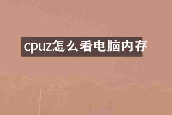 cpuz怎么看电脑内存