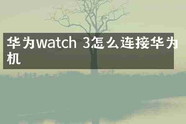华为watch 3怎么连接华为手机