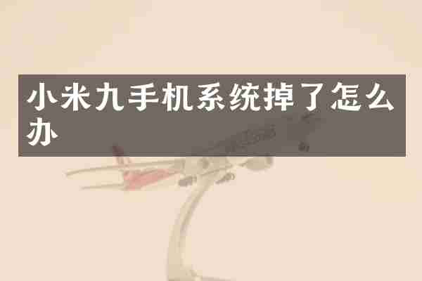 小米九手机系统掉了怎么办