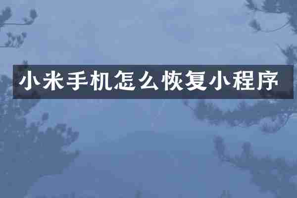 小米手机怎么恢复小程序
