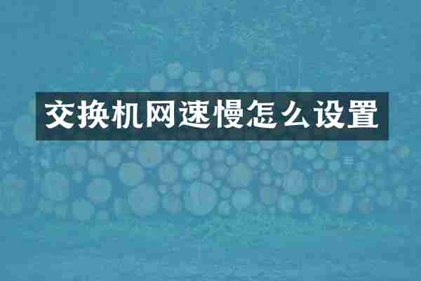 交换机网速慢怎么设置