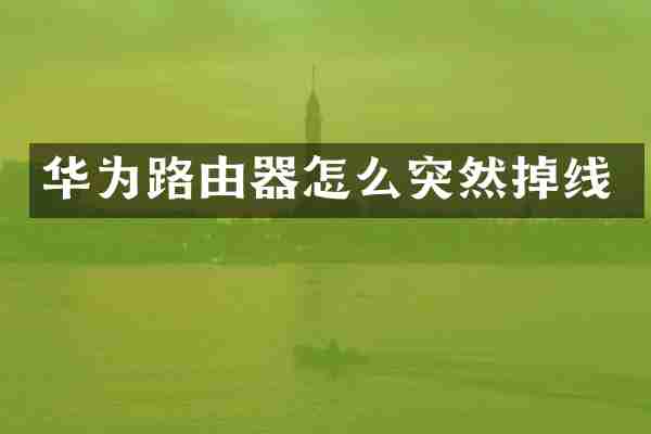 华为路由器怎么突然掉线