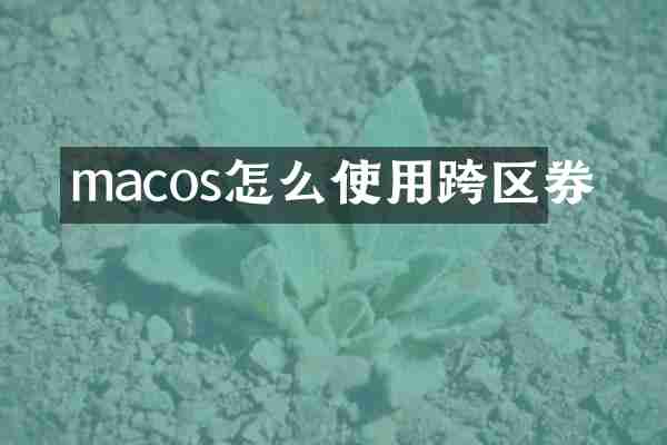 macos怎么使用跨区券