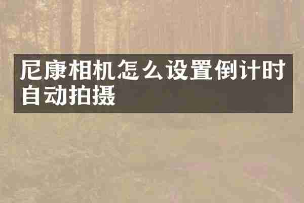 尼康相机怎么设置倒计时自动拍摄