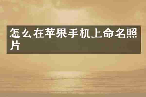 怎么在苹果手机上命名照片