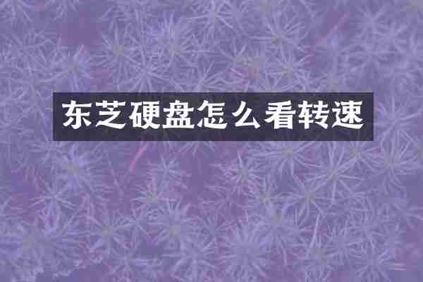 东芝硬盘怎么看转速