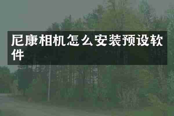 尼康相机怎么安装预设软件