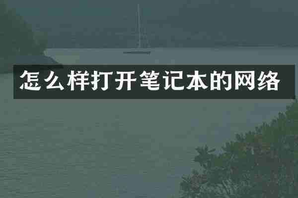 怎么样打开笔记本的网络