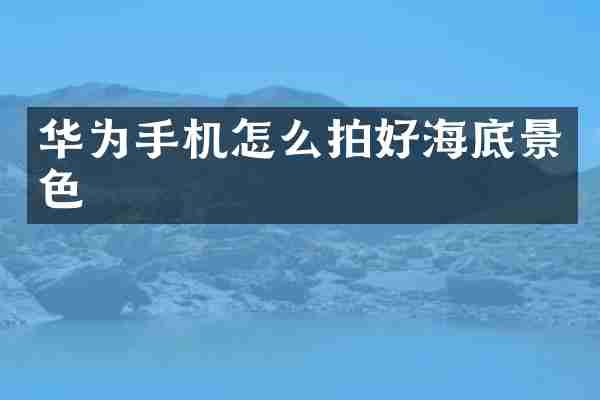 华为手机怎么拍好海底景色