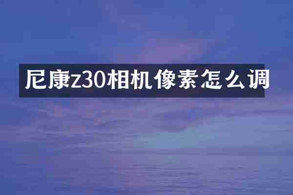 尼康z30相机像素怎么调