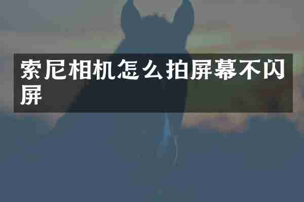 索尼相机怎么拍屏幕不闪屏