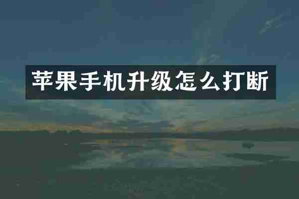 苹果手机升级怎么打断