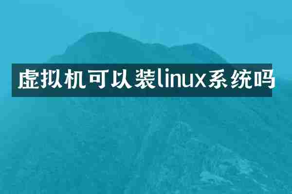 虚拟机可以装linux系统吗