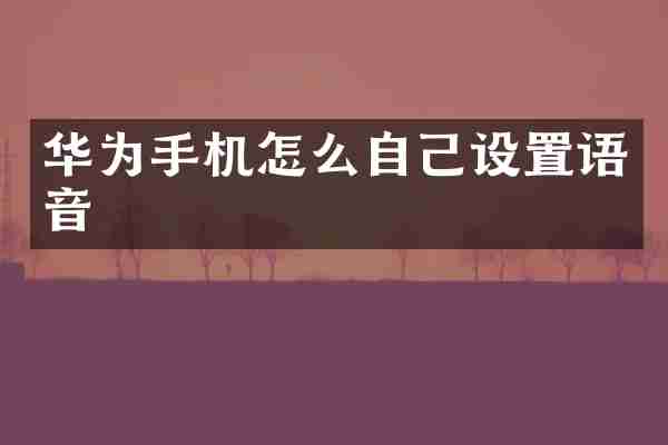 华为手机怎么自己设置语音
