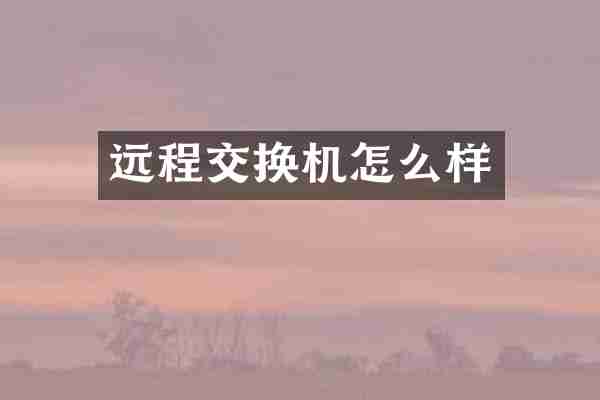 远程交换机怎么样