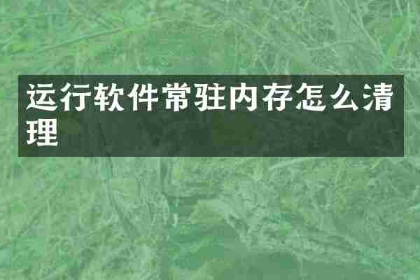 运行软件常驻内存怎么清理