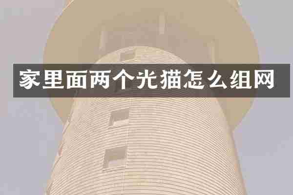家里面两个光猫怎么组网