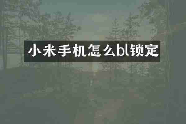 小米手机怎么bl锁定