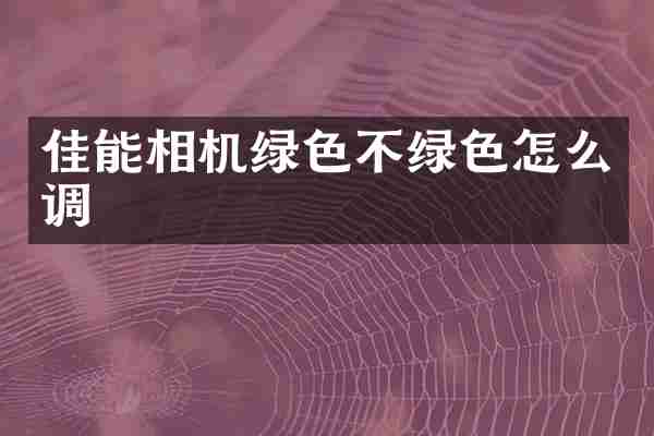 佳能相机绿色不绿色怎么调