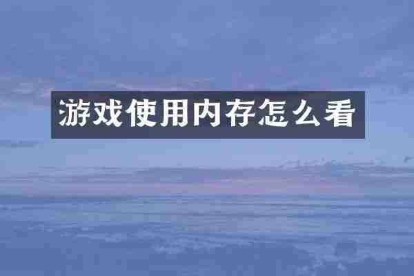 游戏使用内存怎么看