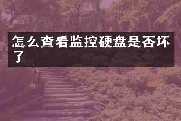怎么查看监控硬盘是否坏了
