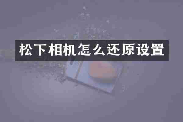 松下相机怎么还原设置