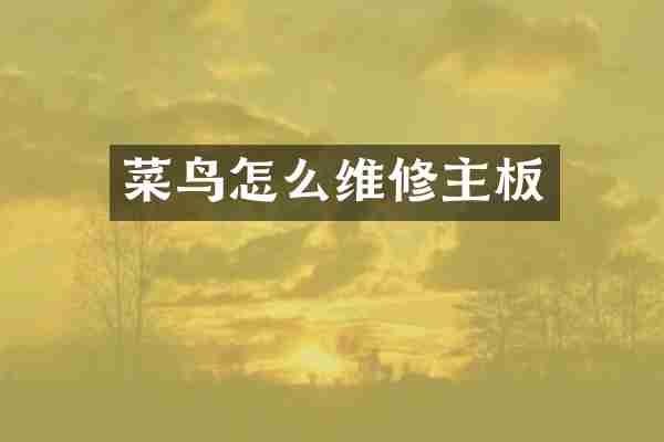 菜鸟怎么维修主板