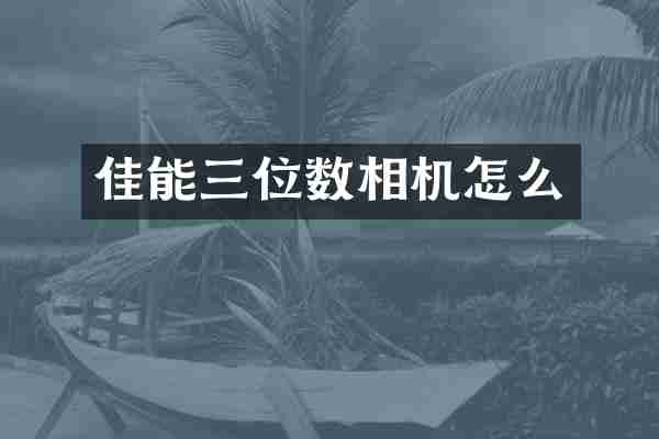 佳能三位数相机怎么