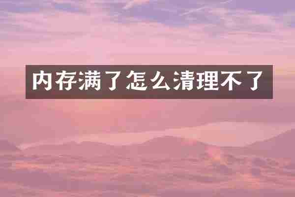 内存满了怎么清理不了