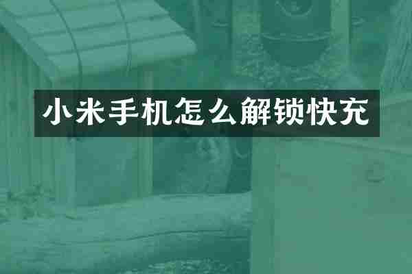 小米手机怎么解锁快充