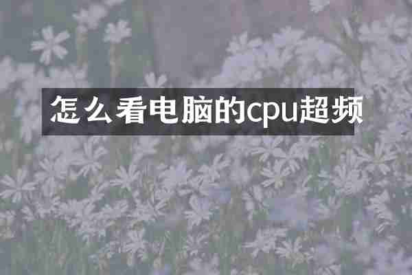 怎么看电脑的cpu超频