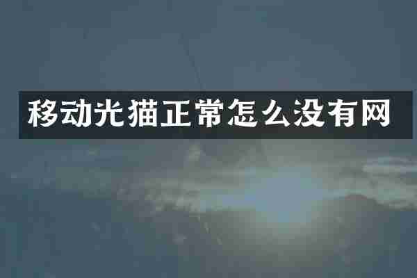 移动光猫正常怎么没有网