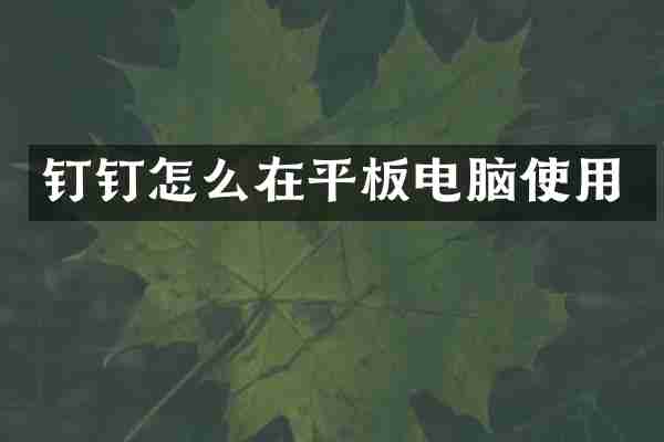 钉钉怎么在平板电脑使用