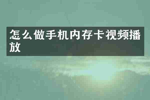 怎么做手机内存卡视频播放