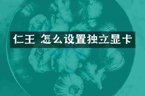 仁王 怎么设置独立显卡