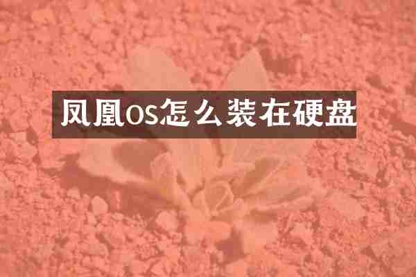 凤凰os怎么装在硬盘