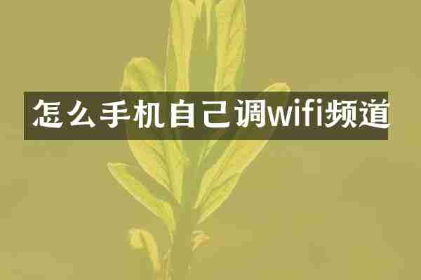 怎么手机自己调wifi频道