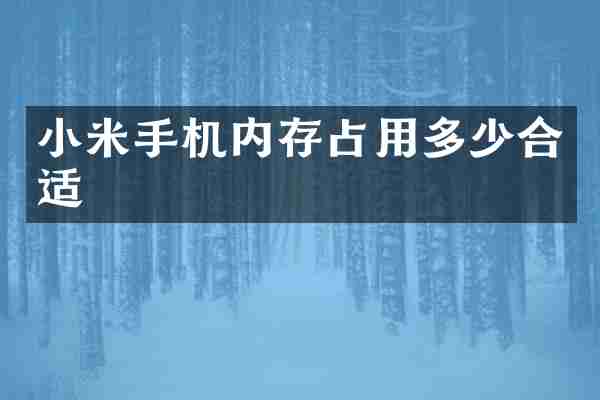 小米手机内存占用多少合适