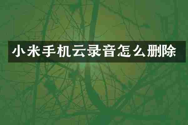 小米手机云录音怎么删除