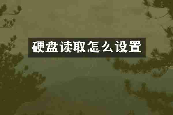 硬盘读取怎么设置