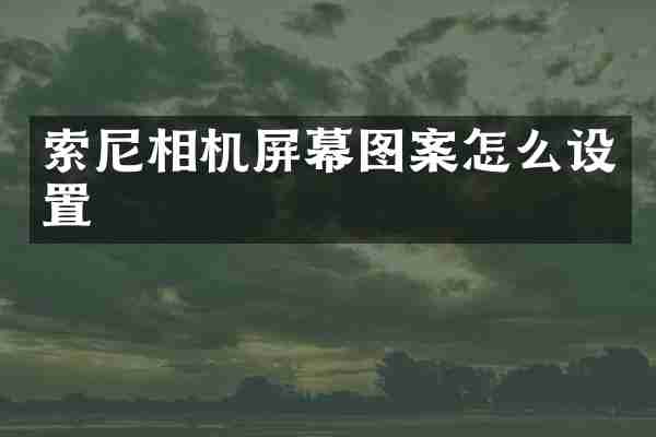 索尼相机屏幕图案怎么设置