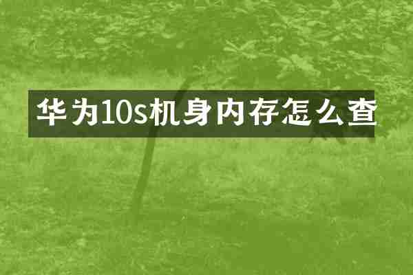 华为10s机身内存怎么查