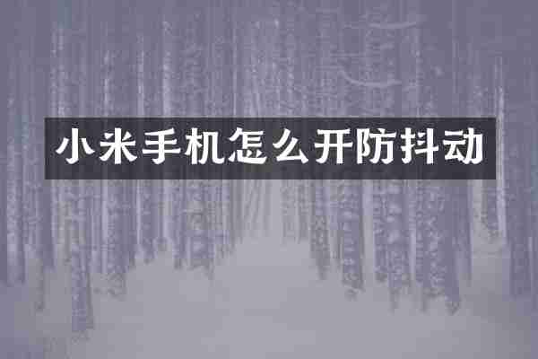 小米手机怎么开防抖动