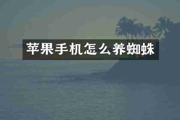 苹果手机怎么养蜘蛛