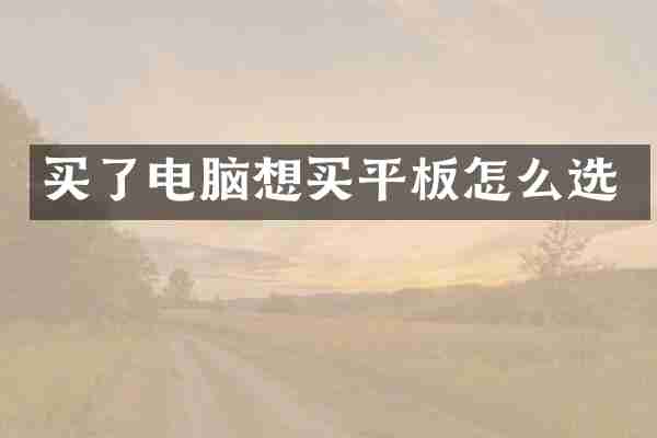 买了电脑想买平板怎么选