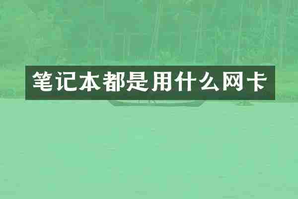 笔记本都是用什么网卡