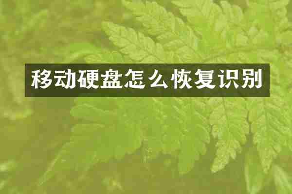 移动硬盘怎么恢复识别