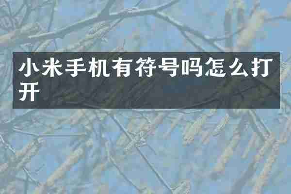 小米手机有符号吗怎么打开