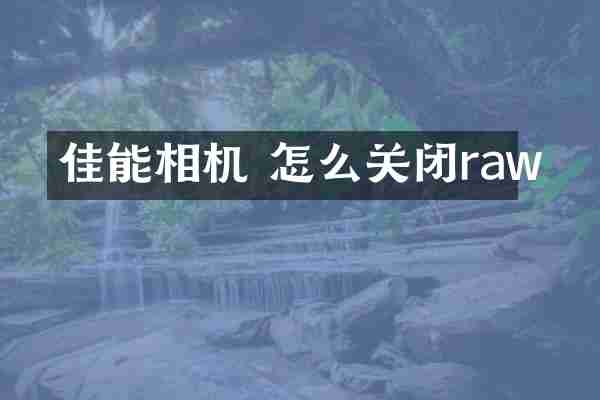 佳能相机 怎么关闭raw
