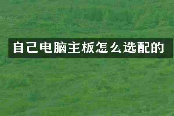 自己电脑主板怎么选配的
